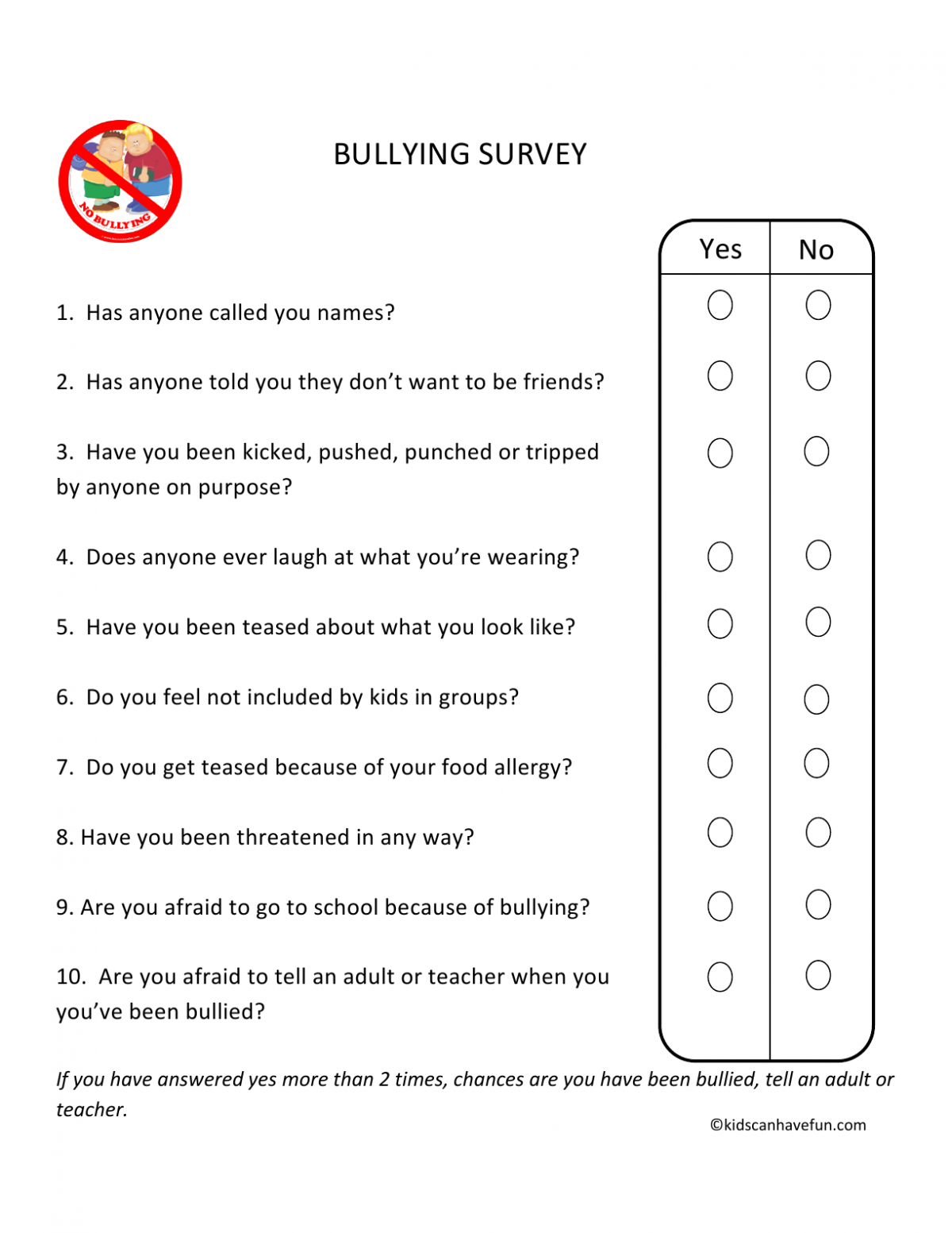 sample research questions on bullying