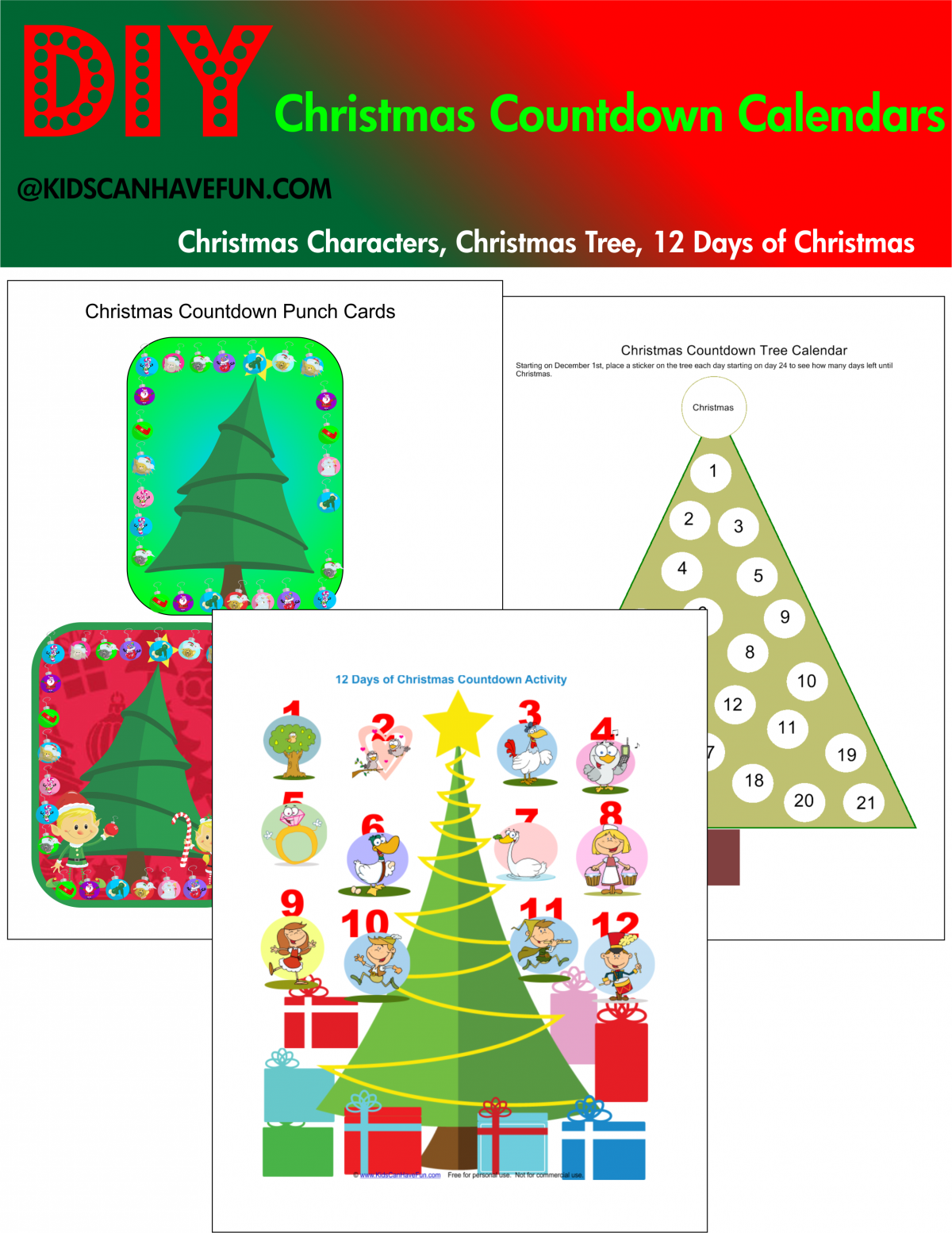 Printable Christmas Countdown Calendars • Kidscanhavefun Blog Play
