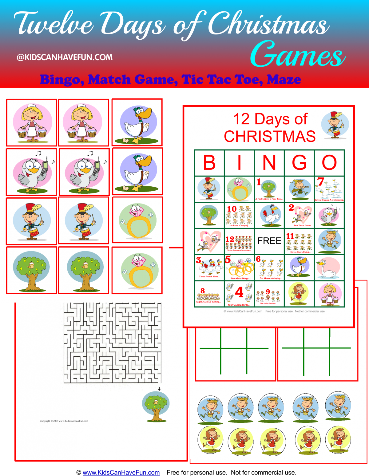 The Twelve Days of Christmas Activities, Singalong Printables