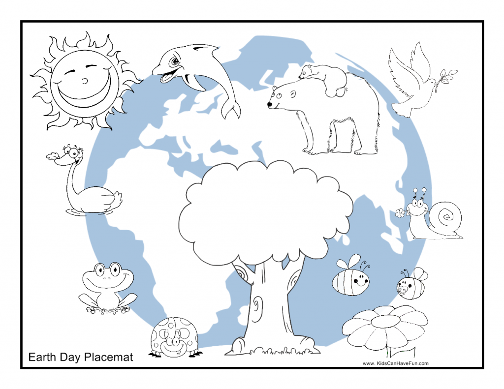 earth day coloring placemat