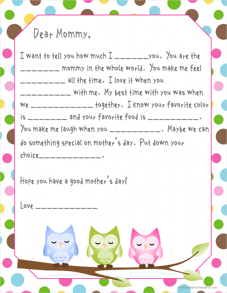 Dear mommy letter