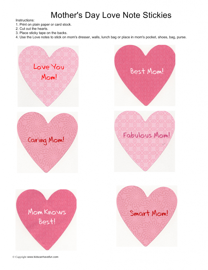 Mother's Day Love Note stickies