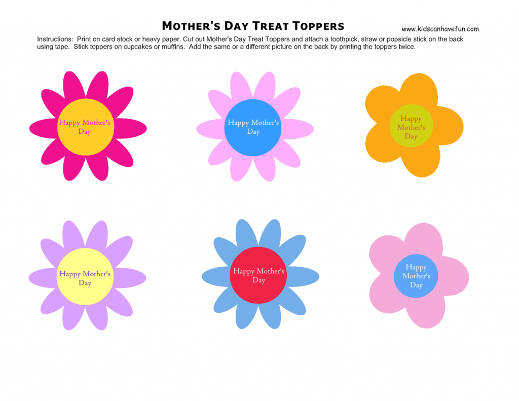 Happy Mother's Day Treat Toppers in a variety of colors