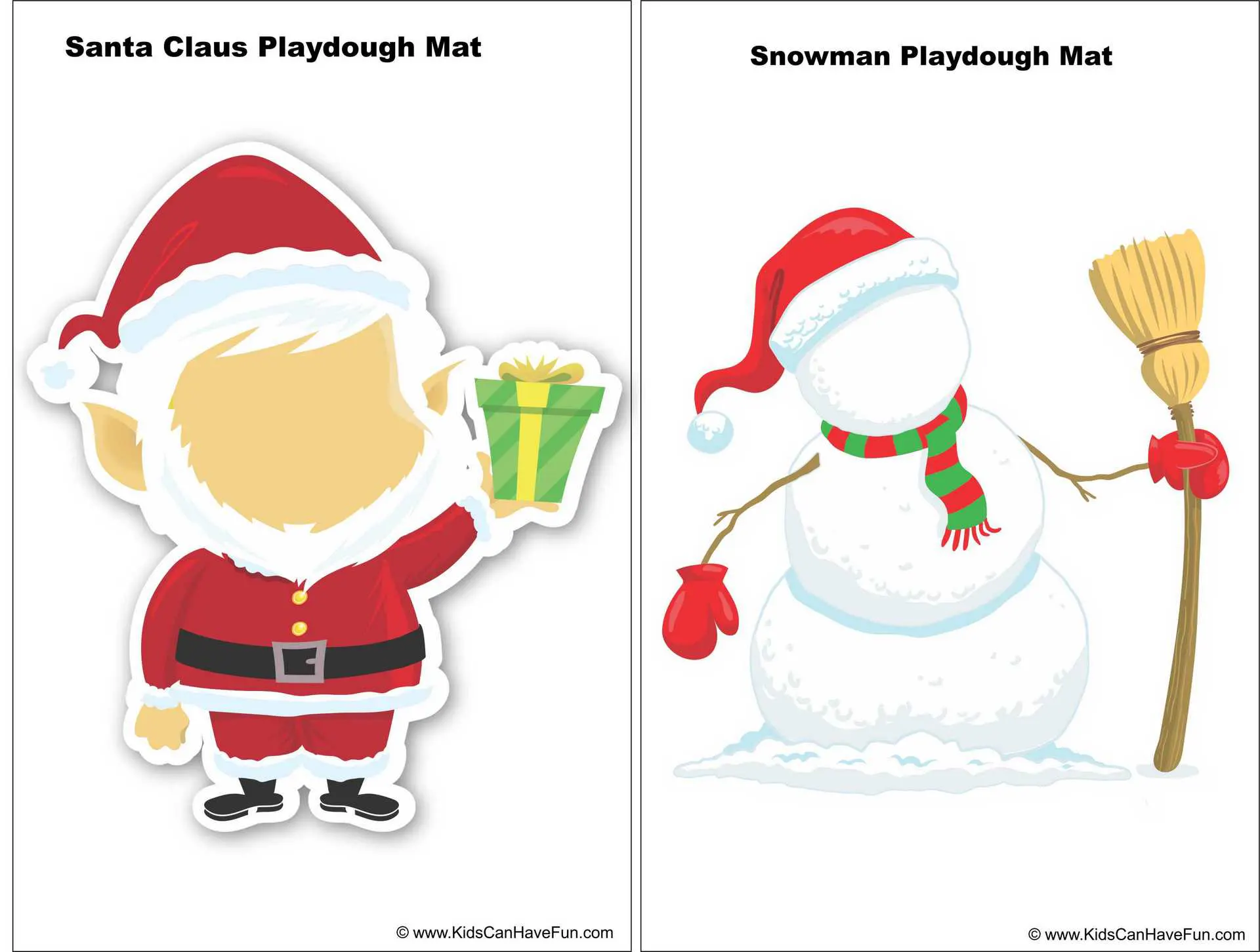 Santa Claus &amp; Snowman Playdough Mat Craft